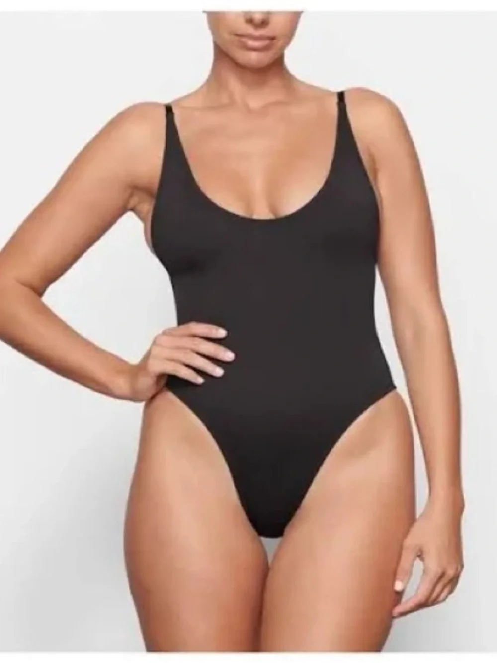 Signature swim scoop neck onepiece color onyx